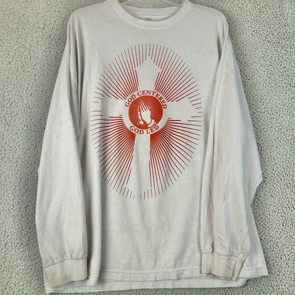 Vintage Cross God First Long Sleeve Religious T Shirt Jesus Double Sided XL - Picture 2 of 4